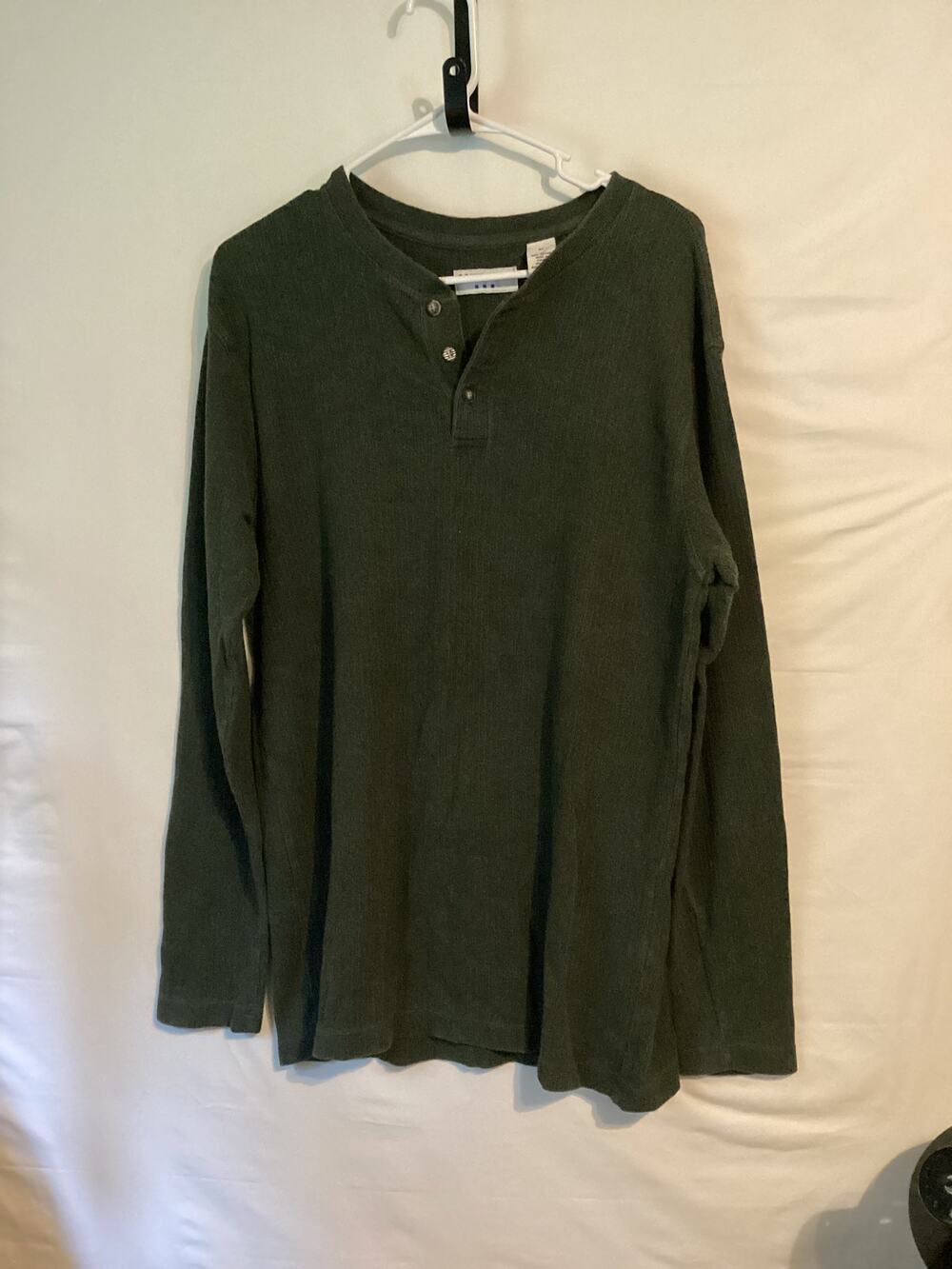 2541 Covington Mens Long Sleeve Legacy Polo Dark Green Size Medium 1/4 Button Up